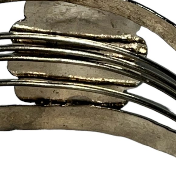 Vintage Egyptian Revival Blue Turquoise Scarab Silver Cuff - Picture 6 of 9